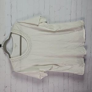 Coldwater Creek 1X White Short Sleeve Shirt